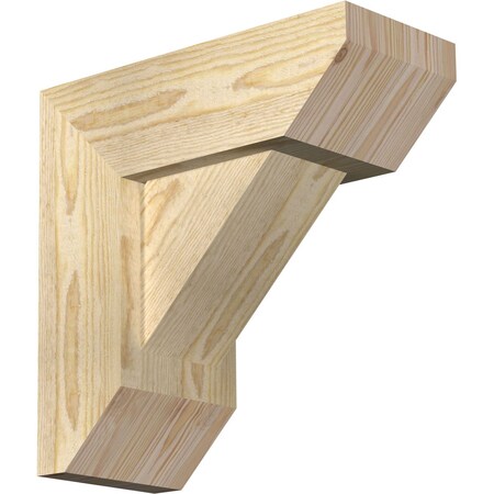 Ekena Millwork Traditional Slat Rough Sawn Bracket w/ Offset Brace, Douglas Fir, 6"W x 14"D x 14"H BKT0604X14X14TRA06RDF